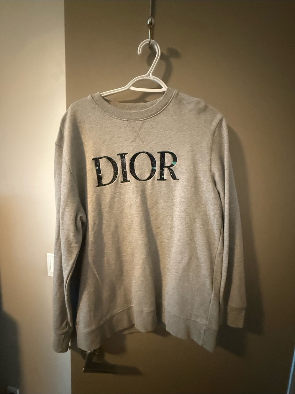 Dior Men's Light Gray Logo Crewneck Sweatshirt